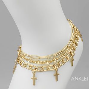 Cross & Chain Anklet Set
